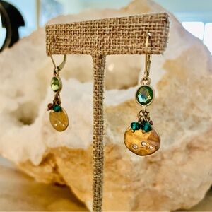 Elegant Gold and Green Crystal Dangle Earrings